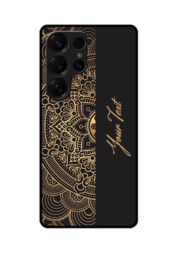 Galaxy S25 Ultra 5G Custom Glass Phone CaseMandala Art With Custom Text Design