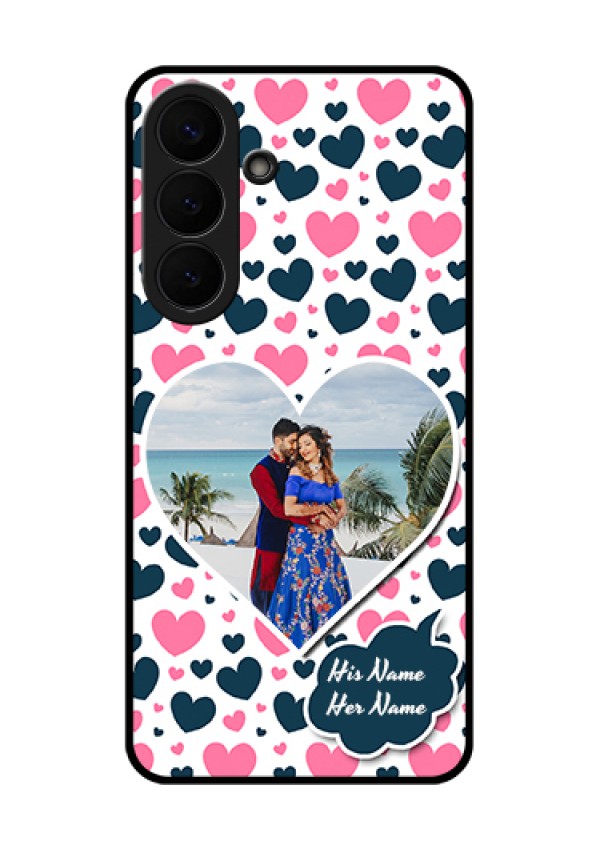Samsung Galaxy S26 Plus 5G Custom Glass Phone Case - Pink & Blue Heart Design