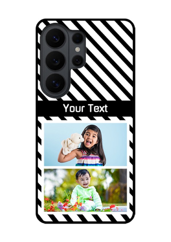 Samsung Galaxy S26 Ultra 5G Custom Glass Phone Case - Black And White Stripes Design