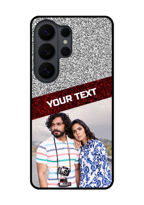 Samsung Galaxy S26 Ultra 5G Custom Glass Phone Case - Image Holder With Glitter Strip Design