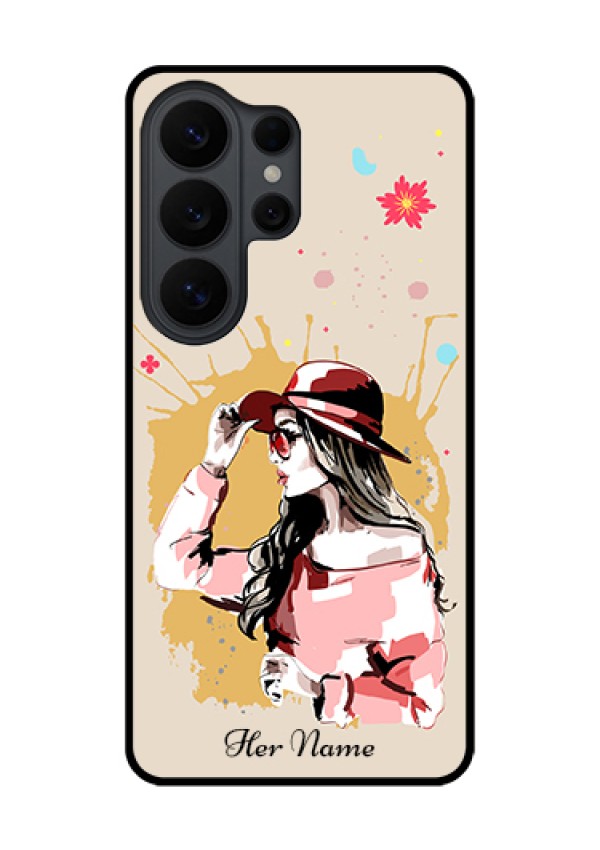 Samsung Galaxy S26 Ultra 5G Custom Glass Phone Case - Women With Pink Hat Design