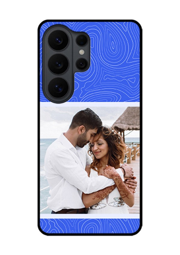 Samsung Galaxy S26 Ultra 5G Custom Glass Phone Case - Curved Line Art With Blue And White Design
