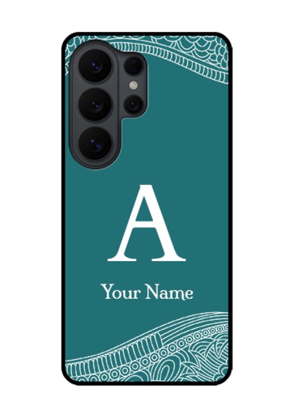 Samsung Galaxy S26 Ultra 5G Custom Glass Phone Case - Line Art Pattern With Custom Name Design