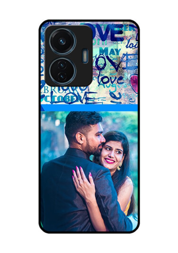Vivo T1 44w 4G Custom Glass Mobile Case - Colorful Love Design