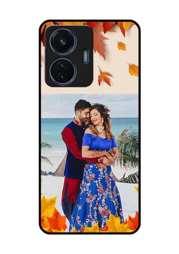 Vivo T1 44w 4G Photo Printing on Glass Case - Autumn Maple Leaves Design