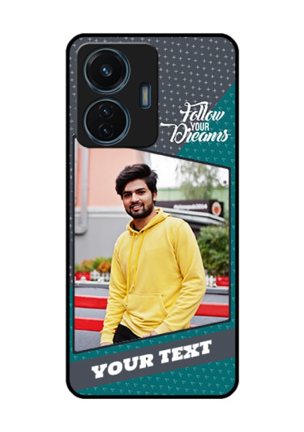 Vivo T1 44w 4G Personalized Glass Phone Case - Background Pattern Design with Quote