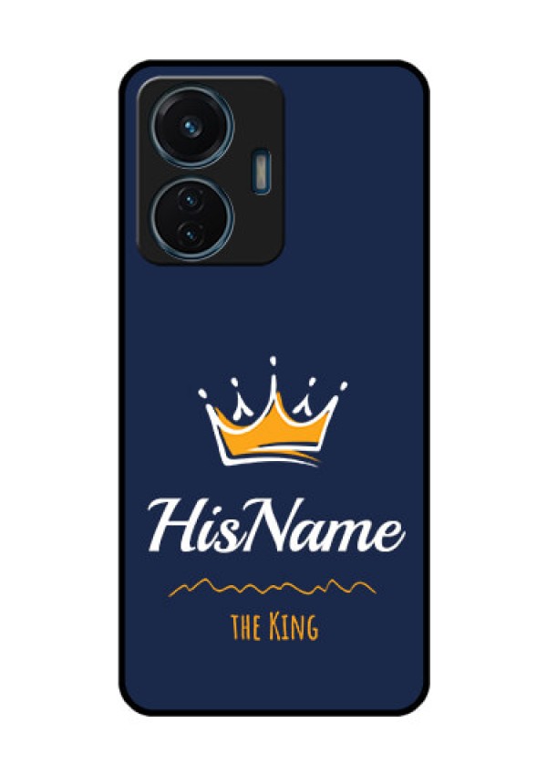 Vivo T1 44w 4G Glass Phone Case King with Name