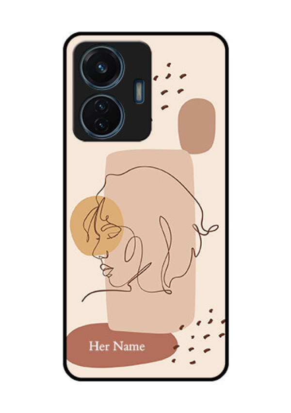 Vivo T1 44W 4G Photo Printing on Glass Case - Calm Woman line art Design