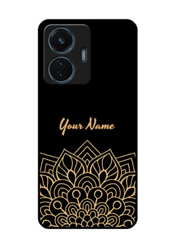 Vivo T1 44W 4G Custom Glass Phone Case - Golden mandala Design