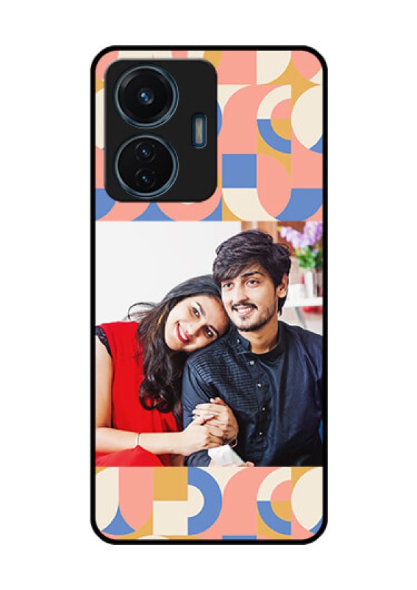 Vivo T1 44W 4G Photo Printing on Glass Case - Semi-circle Maze Pattern Design