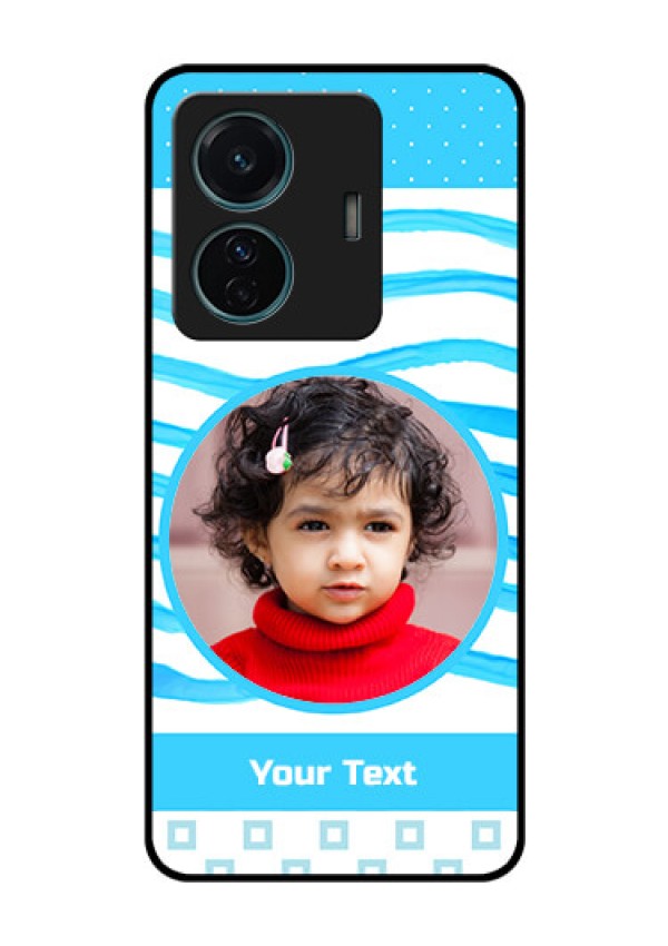 Vivo T1 Pro 5G Custom Glass Phone Case - Simple Blue Case Design