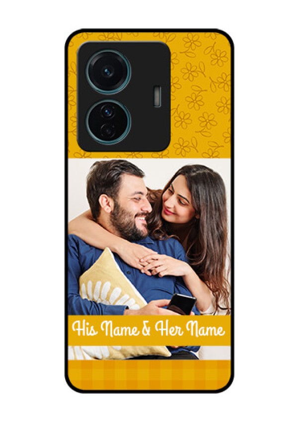Vivo T1 Pro 5G Custom Glass Mobile Case - Yellow Floral Design