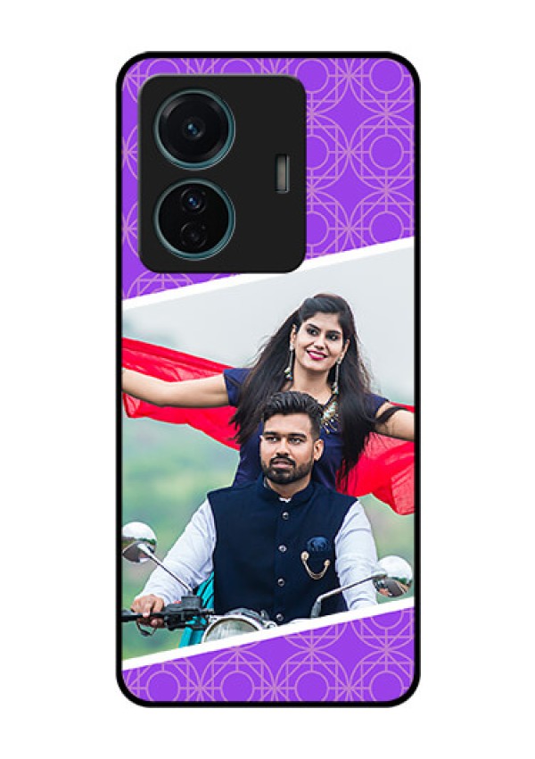 Vivo T1 Pro 5G Custom Glass Phone Case - Violet Pattern Design