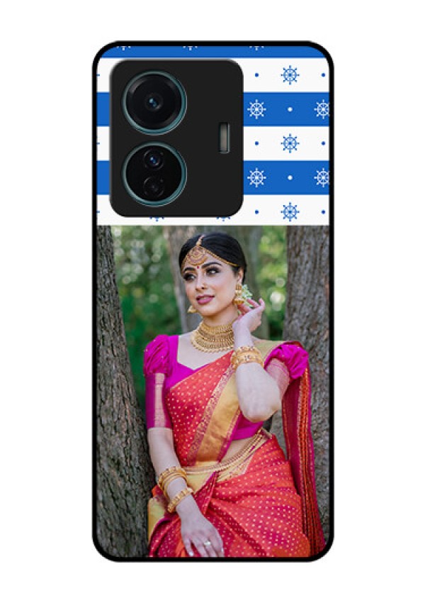 Vivo T1 Pro 5G Photo Printing on Glass Case - Snow Pattern Design