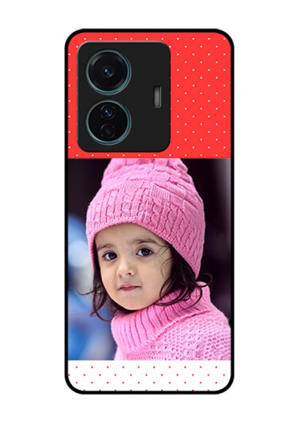 Vivo T1 Pro 5G Photo Printing on Glass Case - Red Pattern Design