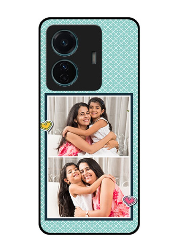 Vivo T1 Pro 5G Custom Glass Phone Case - 2 Image Holder with Pattern Design