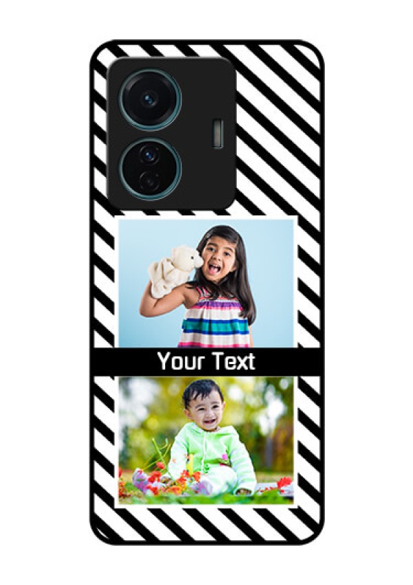 Vivo T1 Pro 5G Photo Printing on Glass Case - Black And White Stripes Design