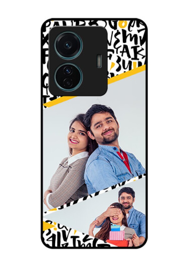 Vivo T1 Pro 5G Custom Glass Mobile Case - Letters Pattern Design