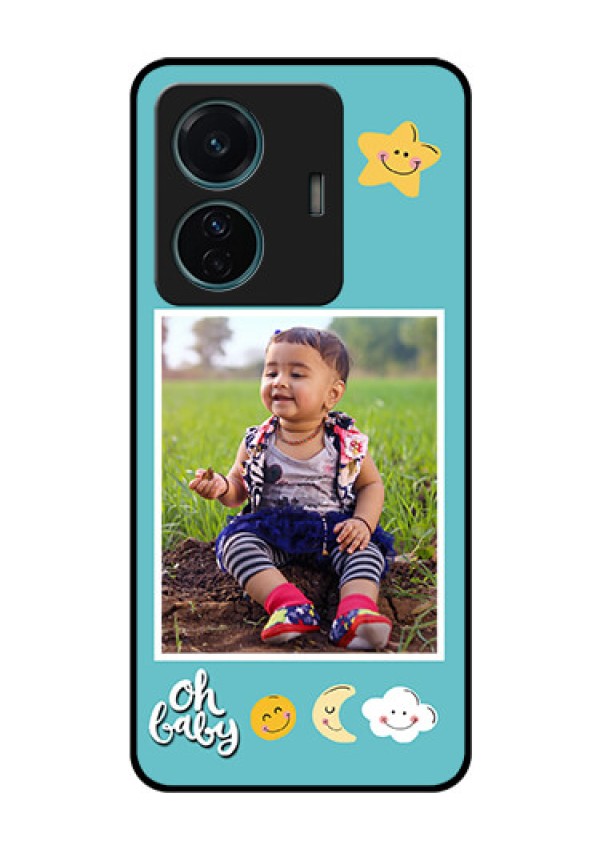 Vivo T1 Pro 5G Personalized Glass Phone Case - Smiley Kids Stars Design