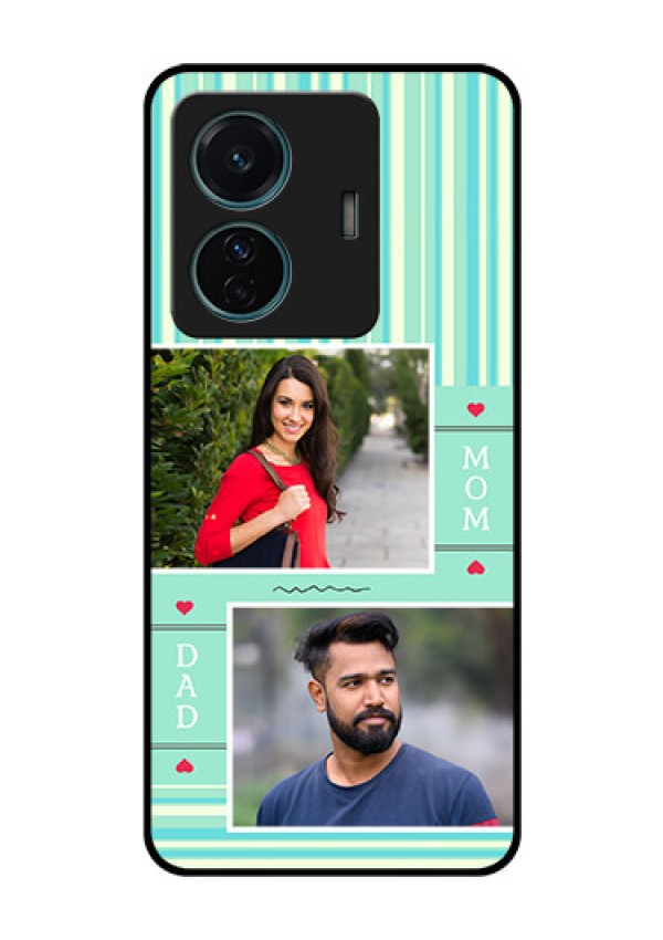 Vivo T1 Pro 5G Custom Glass Phone Case - Mom & Dad Pic Design