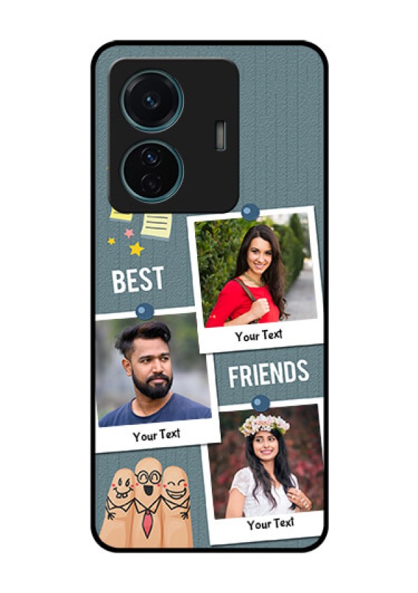 Vivo T1 Pro 5G Personalized Glass Phone Case - Sticky Frames and Friendship Design