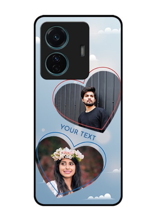 Vivo T1 Pro 5G Custom Glass Mobile Case - Blue Color Couple Design
