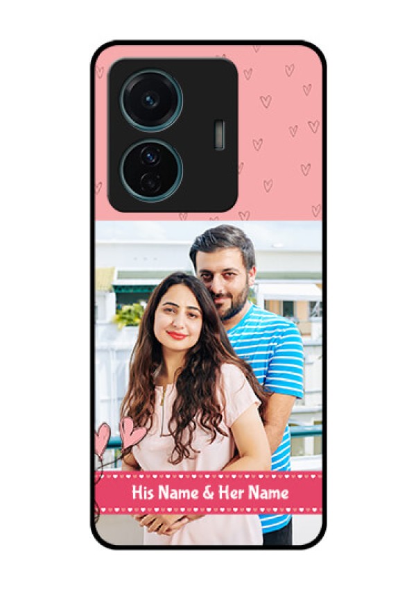 Vivo T1 Pro 5G Personalized Glass Phone Case - Love Design Peach Color