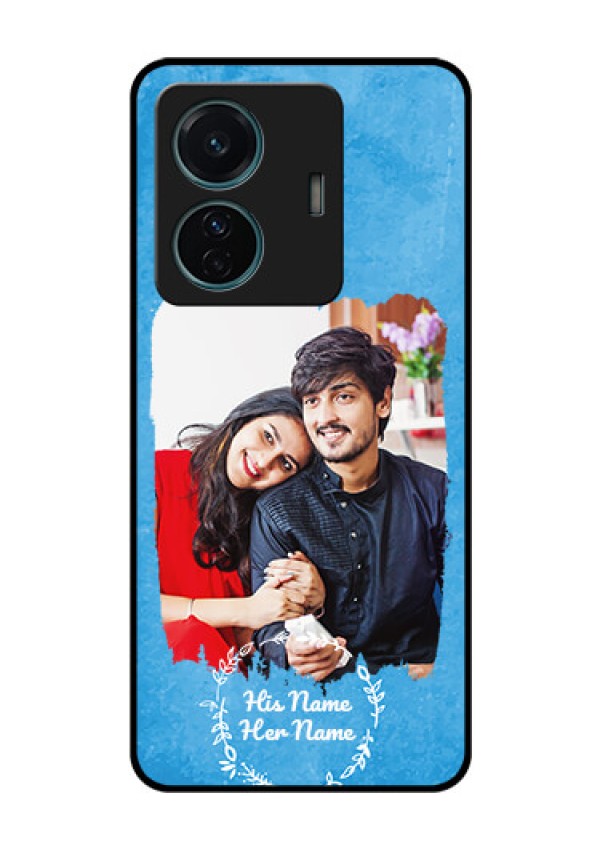 Vivo T1 Pro 5G Custom Glass Phone Case - Blue Color Vintage Design