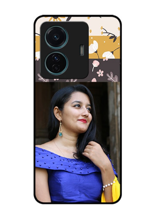Vivo T1 Pro 5G Custom Glass Phone Case - Stylish Floral Design