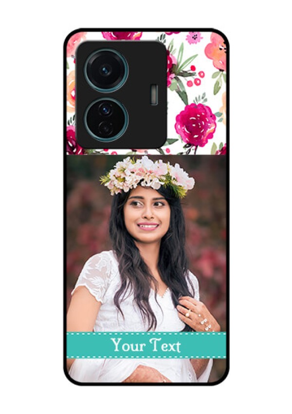 Vivo T1 Pro 5G Custom Glass Phone Case - Watercolor Floral Design