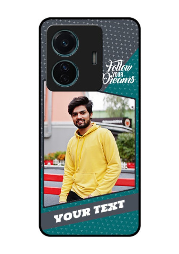 Vivo T1 Pro 5G Personalized Glass Phone Case - Background Pattern Design with Quote