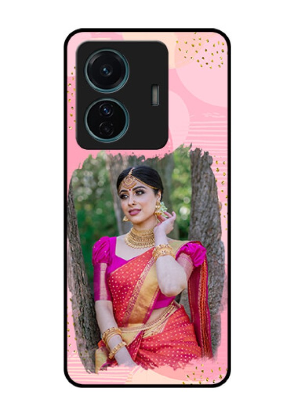 Vivo T1 Pro 5G Personalized Glass Phone Case - Gold Glitter Splash Design