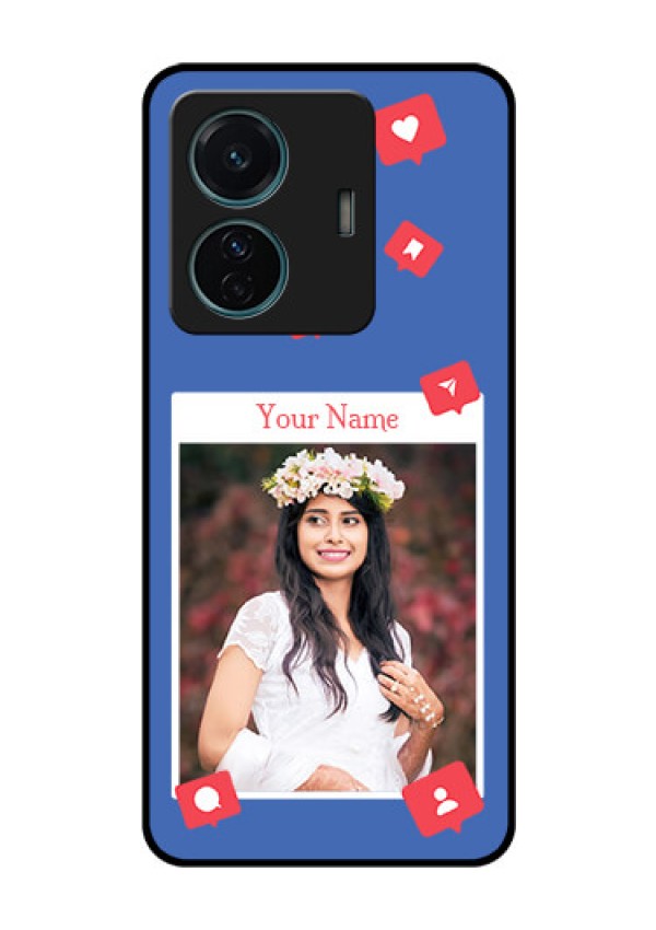 Vivo T1 Pro 5G Custom Glass Phone Case - Like Share And Comment Design
