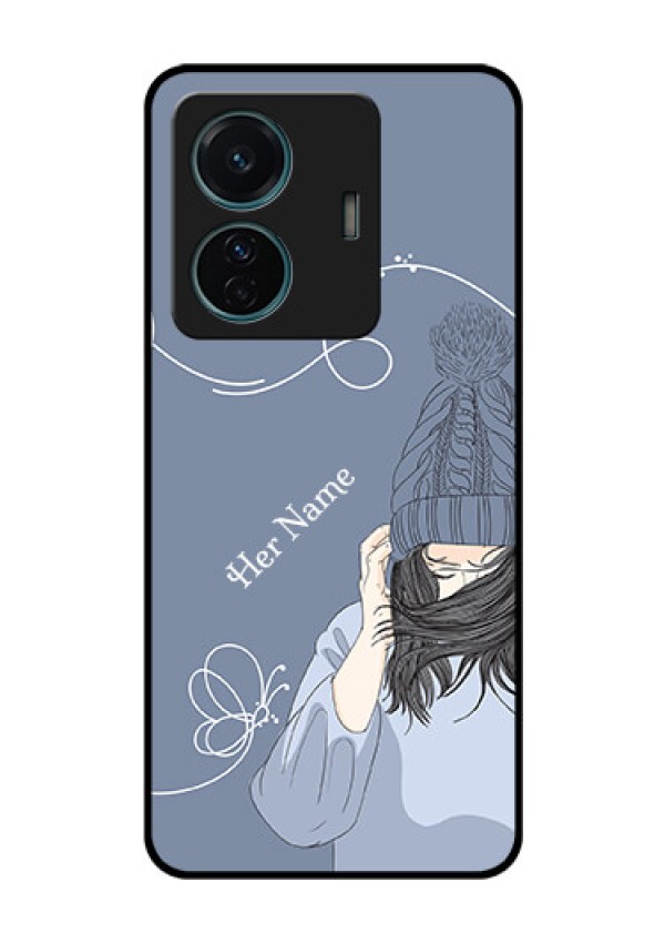 Vivo T1 Pro 5G Custom Glass Mobile Case - Girl in winter outfit Design
