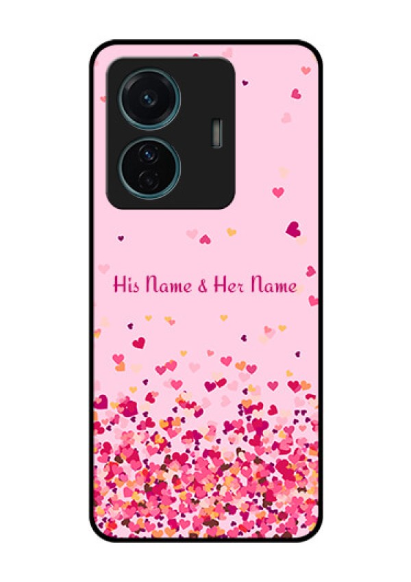 Vivo T1 Pro 5G Photo Printing on Glass Case - Floating Hearts Design