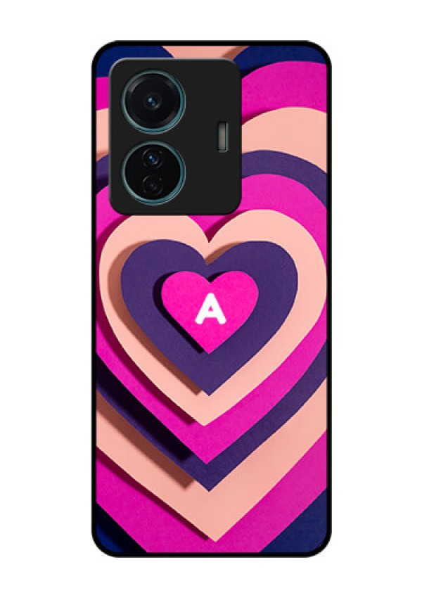 Vivo T1 Pro 5G Custom Glass Mobile Case - Cute Heart Pattern Design