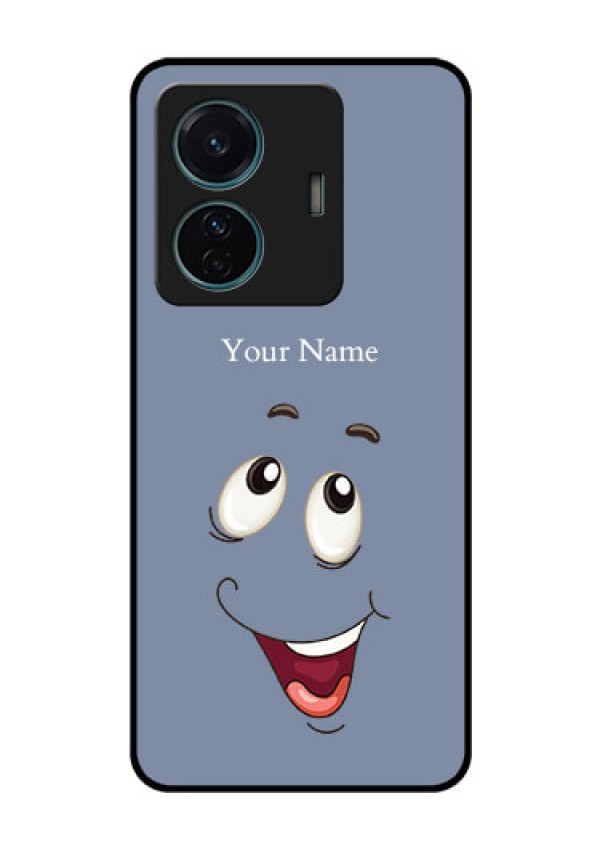 Vivo T1 Pro 5G Photo Printing on Glass Case - Laughing Cartoon Face Design