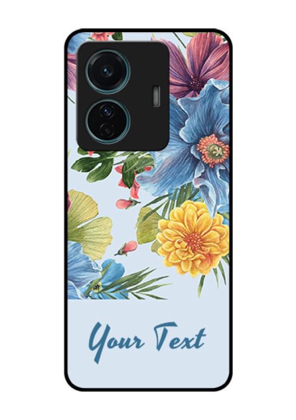 Vivo T1 Pro 5G Custom Glass Mobile Case - Stunning Watercolored Flowers Painting Design