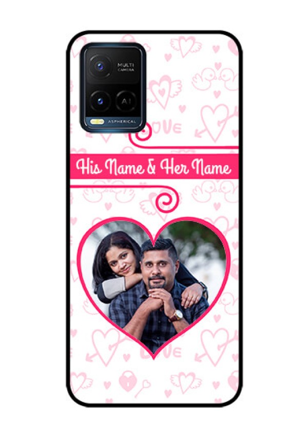 Vivo T1X Personalized Glass Phone Case - Heart Shape Love Design