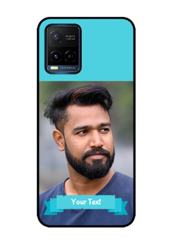 Vivo T1X Personalized Glass Phone Case - Simple Blue Color Design