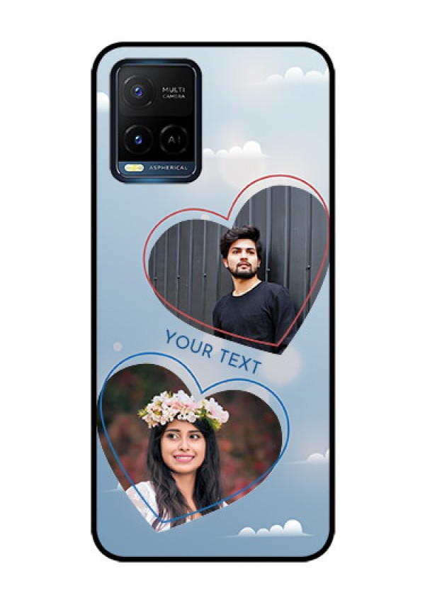 Vivo T1X Custom Glass Mobile Case - Blue Color Couple Design