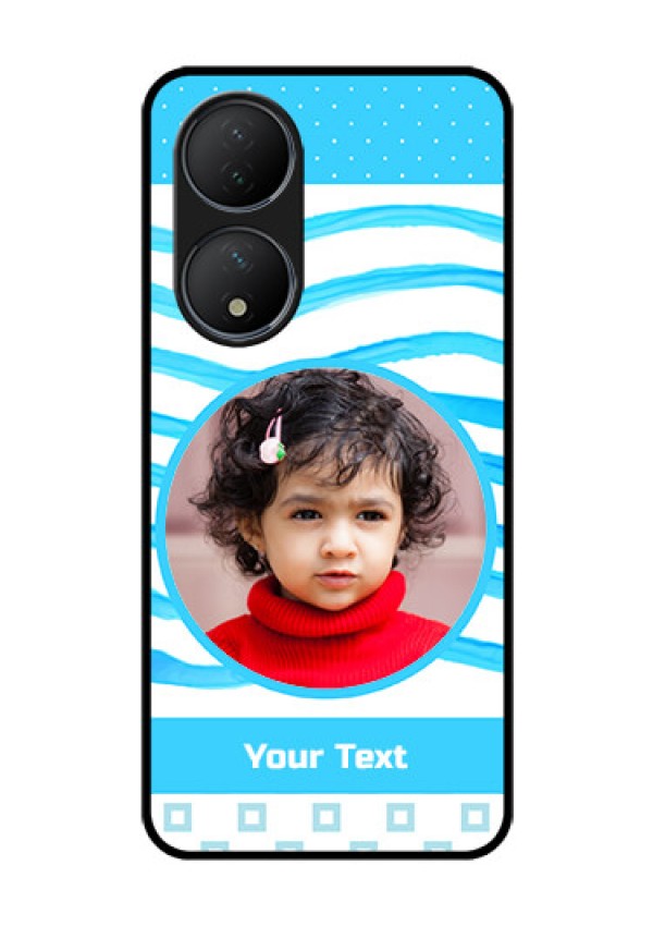 Vivo T2 5G Custom Glass Phone Case - Simple Blue Case Design
