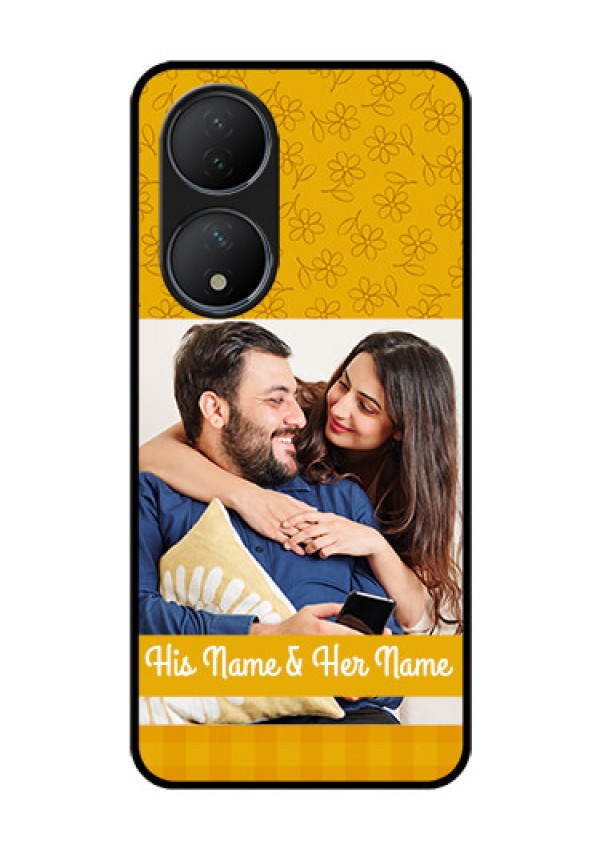 Vivo T2 5G Custom Glass Mobile Case - Yellow Floral Design