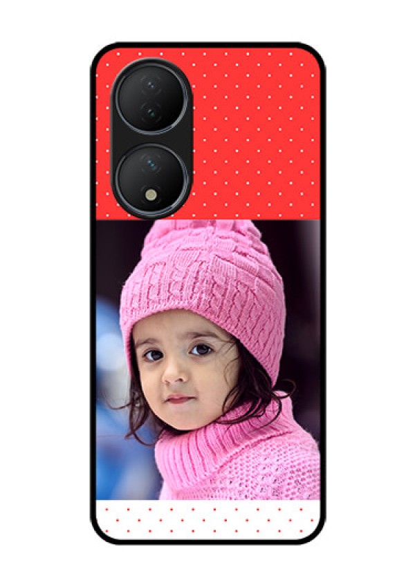 Vivo T2 5G Photo Printing on Glass Case - Red Pattern Design