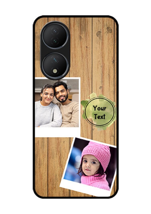 Vivo T2 5G Custom Glass Phone Case - Wooden Texture Design