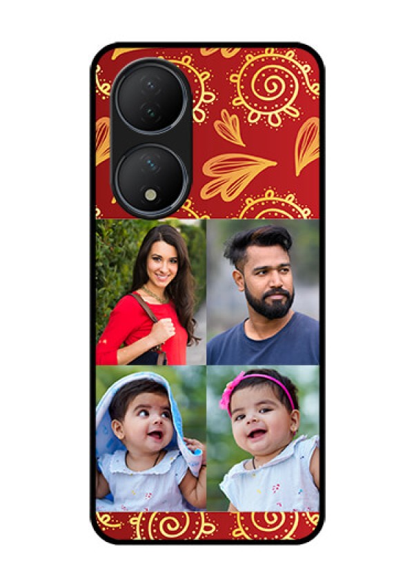 Vivo T2 5G Photo Printing on Glass Case - 4 Image Traditional Design