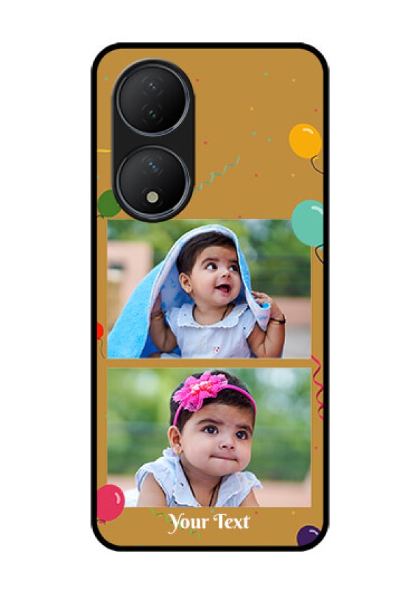 Vivo T2 5G Personalized Glass Phone Case - Image Holder with Birthday Celebrations Design