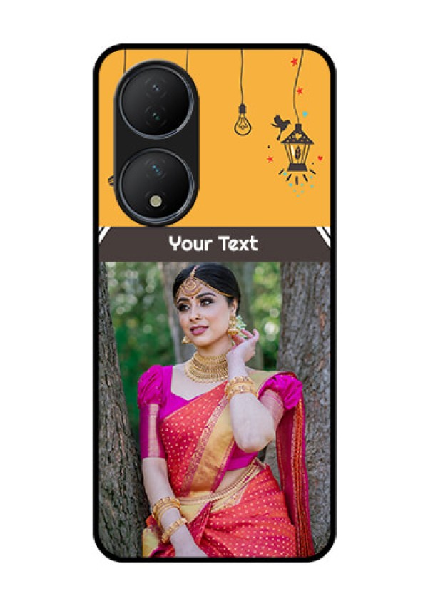 Vivo T2 5G Custom Glass Mobile Case - with Family Picture and Icons