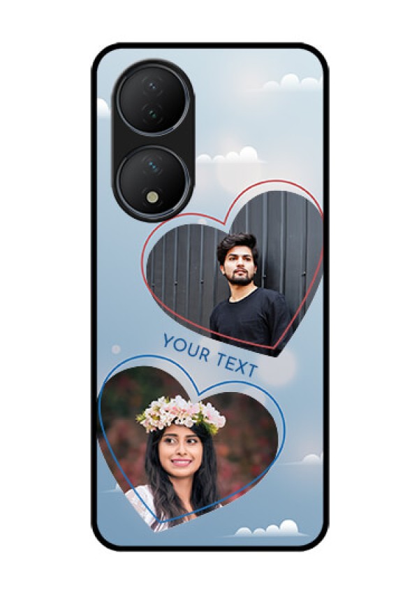 Vivo T2 5G Custom Glass Mobile Case - Blue Color Couple Design
