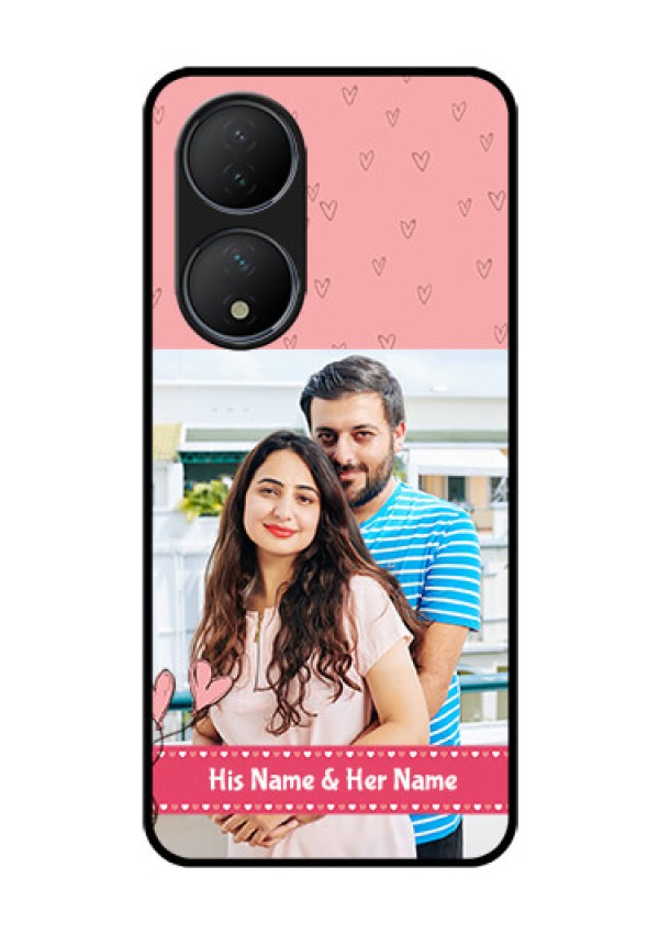 Vivo T2 5G Personalized Glass Phone Case - Love Design Peach Color